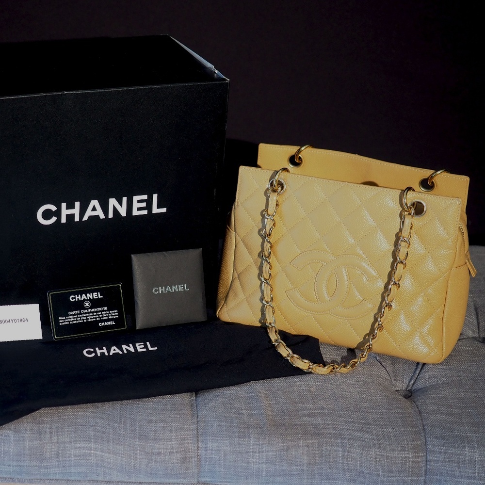 Authentic Beige Chanel Handbag Purse
